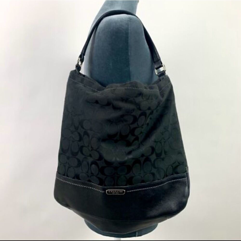 COACH - 🎉HP🎉 EUC Park Signature C Black Hobo/Leather Trim & Strap. BEAUTIFUL! - Picture 13 of 16